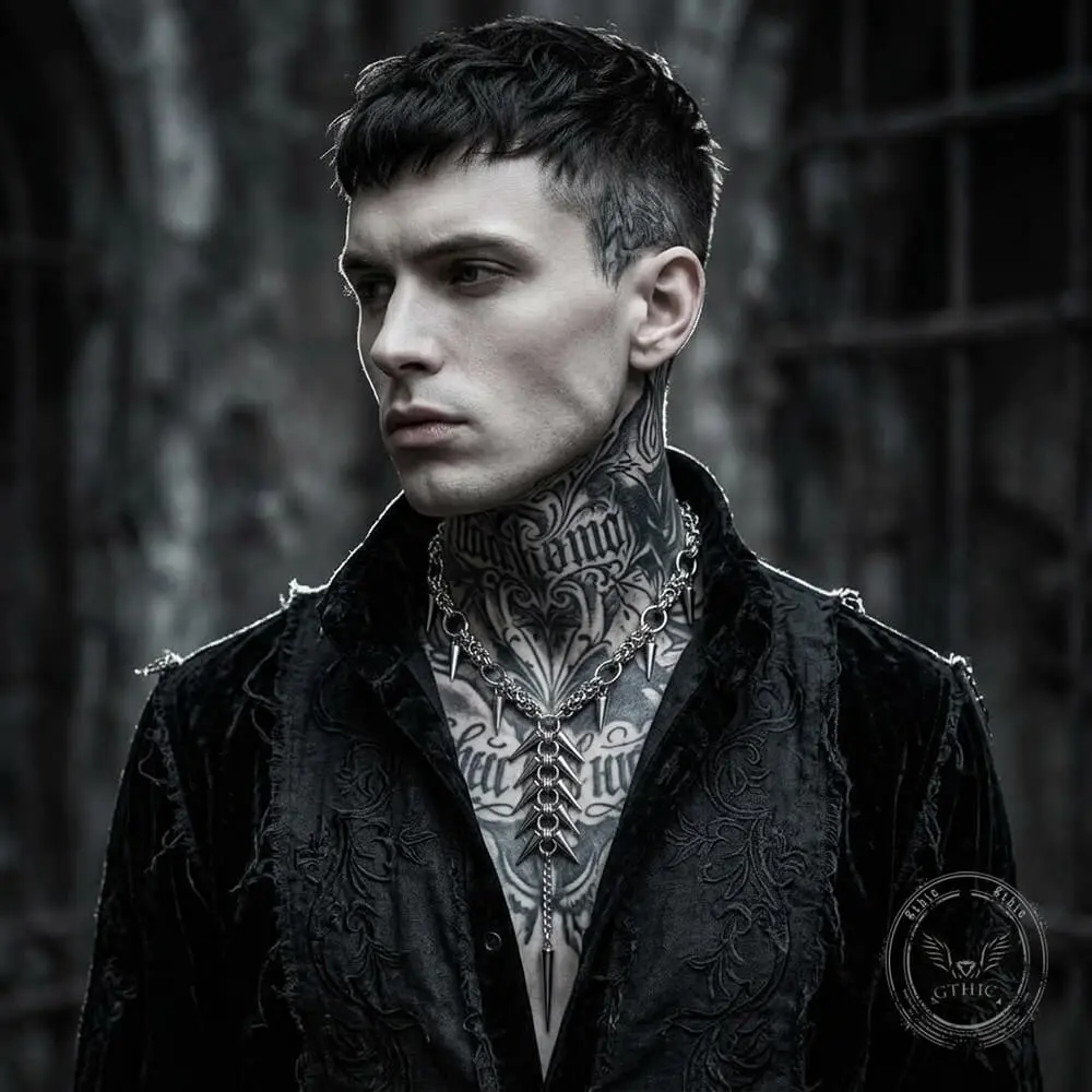 GTHIC Punk Irregular Studded Long Tassel Stainless Steel Necklace Trendy Edgy Unisex Chain for Daily Wear Festival Birthday Gifts