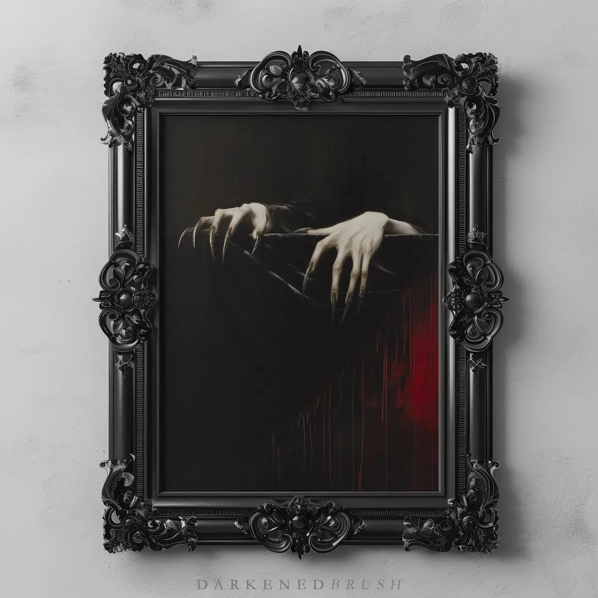 Clawed Hands Dracula Vampire Print, Gothic Art Dark Cottagecore Print, Moody Wall Art, Halloween Decor, Occult Art Poster Gothic Home Decor D