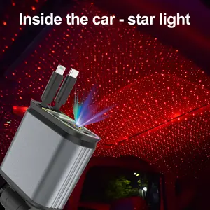 4-in-1 Retractable Starlight Car Charger with Dual Type-C & Lightning Fast Charging Ports for iPhone 15/14/13 Pro Max, Samsung Galaxy S23/S22/S10, Fathers Day Gift