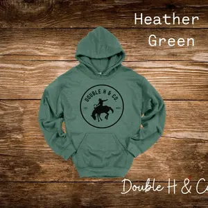 Double H & Co Logo Hoodie - Safety Pink, Long Sleeve, Fitted, Casual Style, Medium Length, Comfortable for Fall
