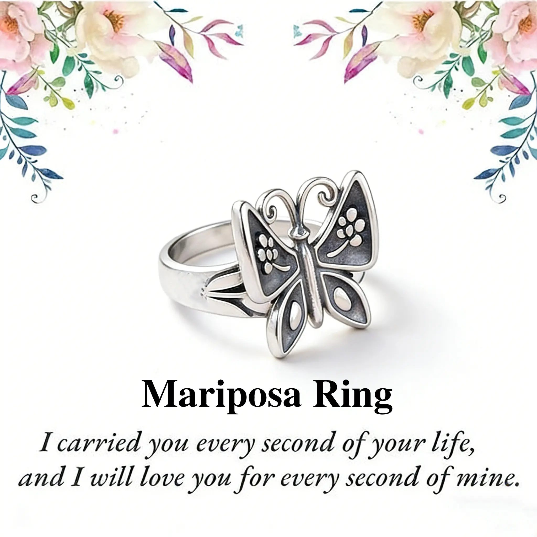 1 PC elegant and unique delicate With silver plating Mariposa Ring，exquisite Valentine's Day gifts for women.  Size6-10inch- engagement proposal ring-Valentine's Day gift-valentine's gifts for her