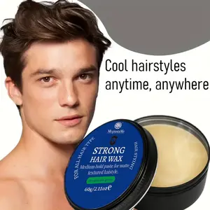 MegustaMe Strong Hair Wax — matte texture and medium hold strength, styling cream 60 g, delivers a natural textured look and soft touch. Frank Tufano styling cream, Extreme Gel, slicked-back style, military curl style, ice spray, Ampro products.