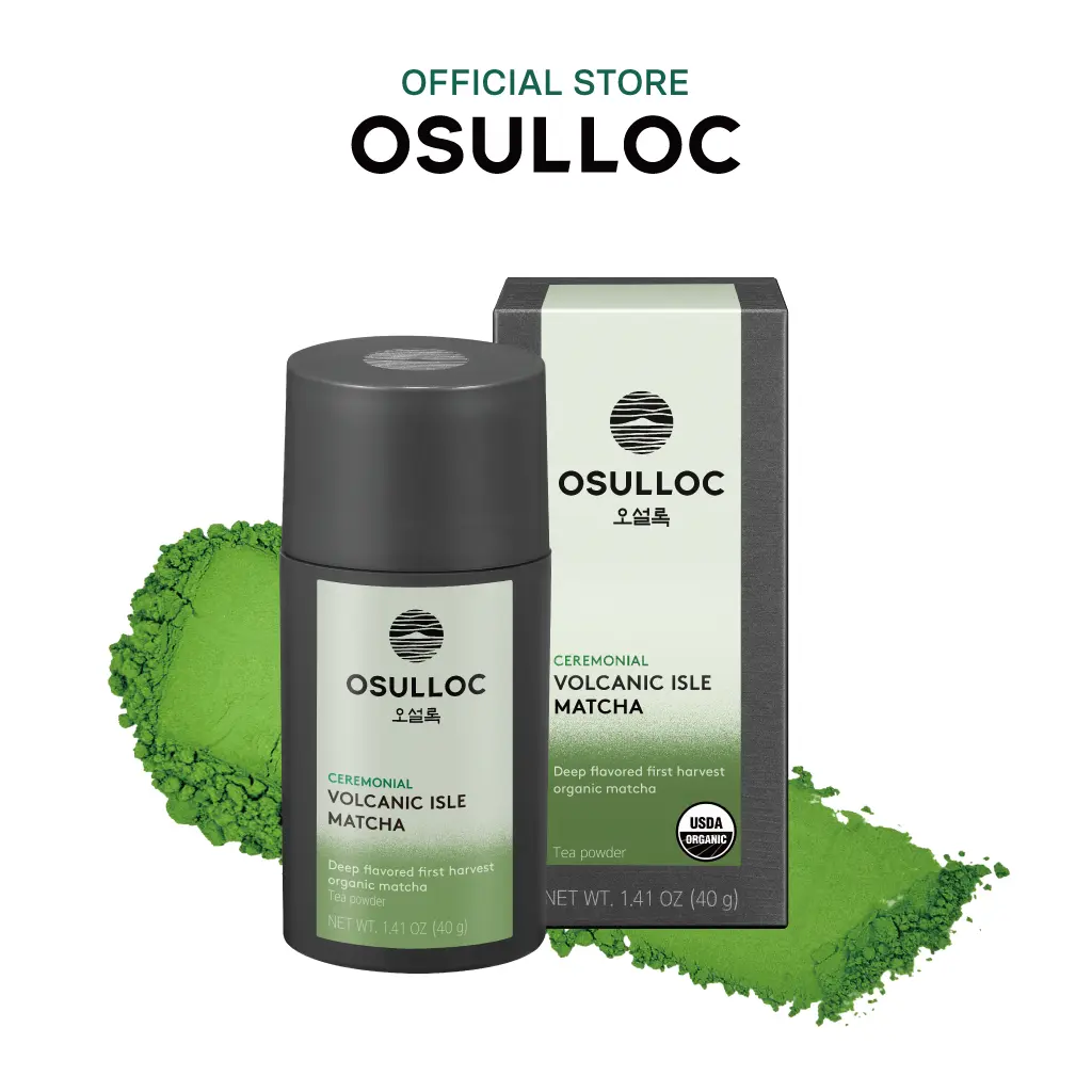 OSULLOC Volcanic Isle Ceremonial Grade Korean Matcha Powder, 40 g | Ceremonial Korean green tea powder from Jeju’s volcanic fields, with smooth umami taste for lattes, shots, and tea rituals