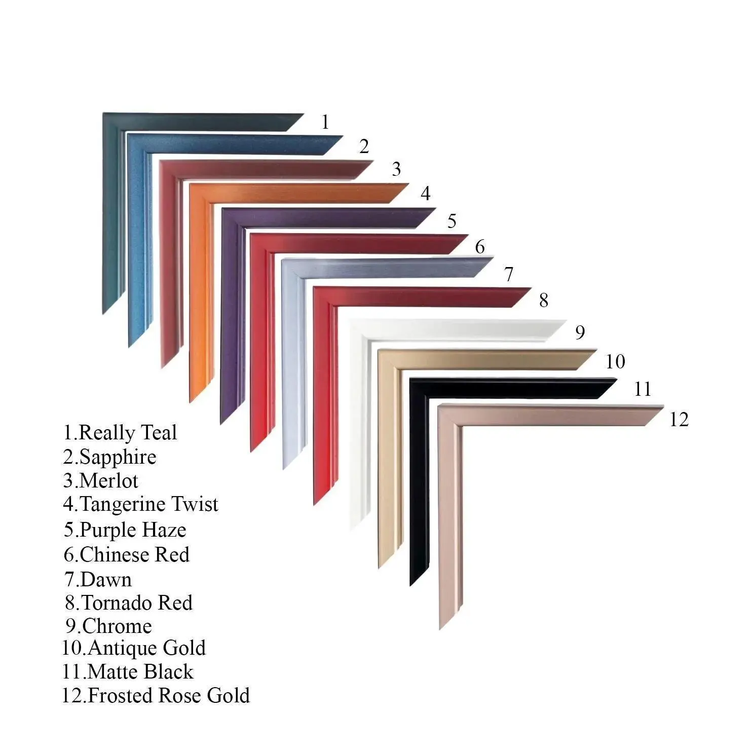 Metal Picture Frame | Custom Cut Sectional Metal 19/32"W x 1 1/16"H x 19/32"R | Multiple Colors and Finishes Available | Profile 21