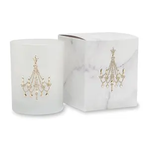 212 MAIN Scented Chandelier Icon Candle - 9.5oz Small Batch White Marble Fragrance Candle with Rhinestones, Decor Box, Home Decor & Freshener for Home Use, Festive Gifting