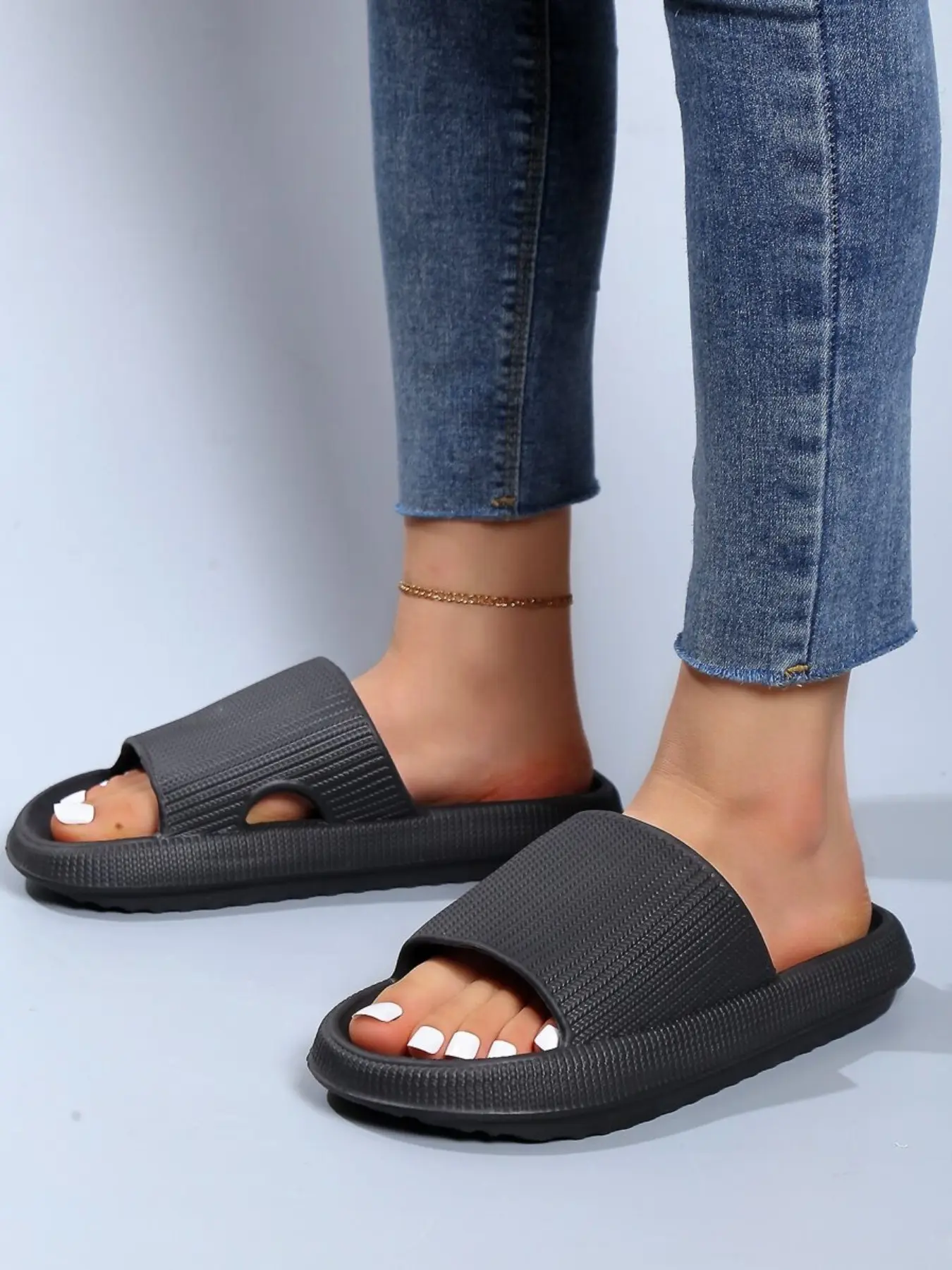 Unisex Non-Slip Comfort Sandals with Arch Support, Thick Sole, Ultra Soft Shower Slippers, Ergonomic Design, Casual Style, Indoor Slippers