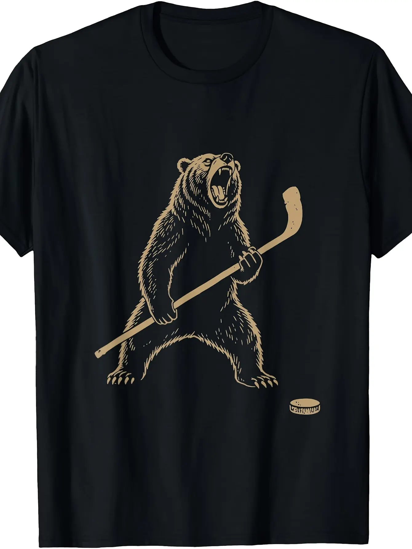 Funny Polar Bear Ice Hockey T-Shirt - Retro Hockey unisex soft cotton short sleeve t shirt, vintage graphic casual tee for men women teens, perfect birthday holiday gift for camping travel gym daily street  wear