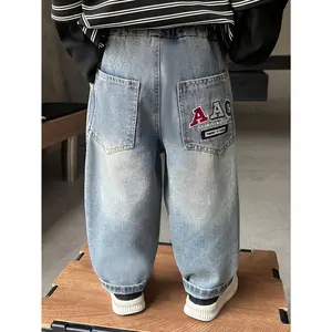 (New)Boys' and Toddlers' Four-Season Loose-Fit Straight-Leg Casual Jeans, Suitable for Daily Wear, Back-to-School, Casual Outings, and Outdoor Activities