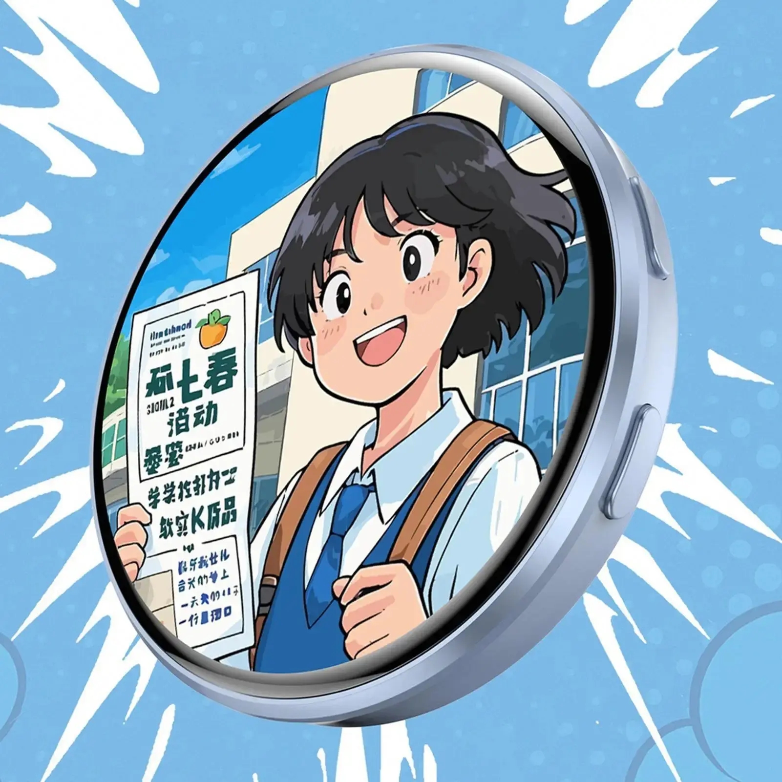 Anime E-Badge Display Pin Dynamic Electronic Smart Cyber Badge Merchandise Digital Display Dynamic Cool Gift For Otaku Fans Friends