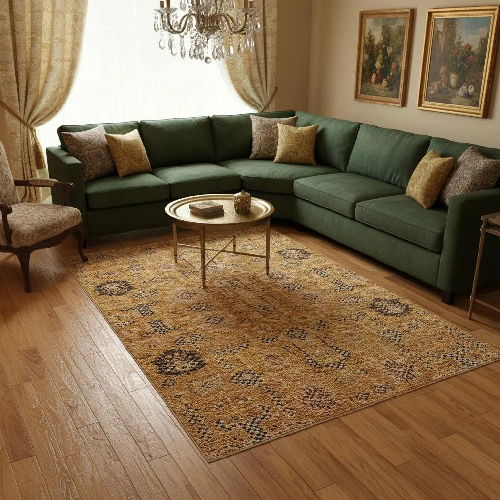 212 MAIN 656693 10x14 ft. Terra Cotta Beige & Charcoal Oriental Washable Machine-Made Rectangular Area Rug with UV Protection, Washable Area Rugs, Rectangular Area Rugs