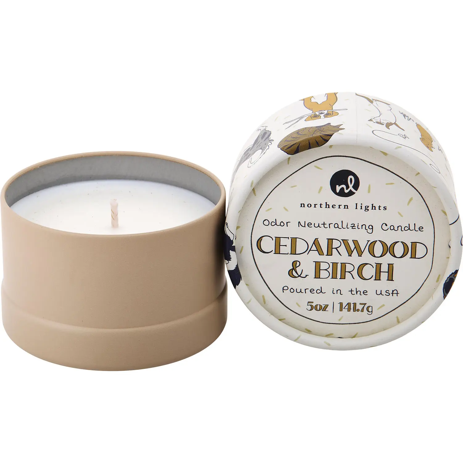 Paws On Cedarwood & Birch By Northern Lights Odor Neutralizing Candle For Unisex
