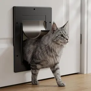 Cat Door, Cat Door Interior Door with Soft Magnetic Flaps, Sliding Panel Closure, Telescoping Tunnel, Easy DIY Installation Kitty Door, Exterior Cat Doors for Cats Up to 20 lbs