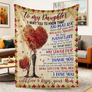To My Daughter Blanket from Mom,Heartfelt Letter Blanket for Daughter,Soft Cozy Flannel Throw,Birthday Graduation Gift for Daughter summerwins