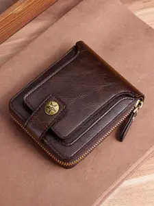 Men's Vintage Casual Zipper Short Wallet, Multi Card Slot Credit Card ID Wallet, Large Capacity Zipper Coin Purse, Fashionable Wallet for Men, Casual Fold Wallet, Stylish Wallet