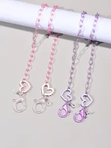 Women's Cute Acrylic Heart Chain Eyeglass Strap, Anti-Drop Design, 2pcs Set, Stylish and Durable, Perfect for Daily Use