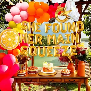 Colorful Lemon Citrus Balloon Set, "She Found Her Main Squeeze" & "Love at First Spritz" Decor for Bachelorette Party & Bridal Shower Mimosa Celebrations