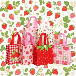 6pcsStrawberry Pattern Gift Bag, Perfect for Presents, Stylish and Unique Design, Ideal for Birthdays and Special Occasions