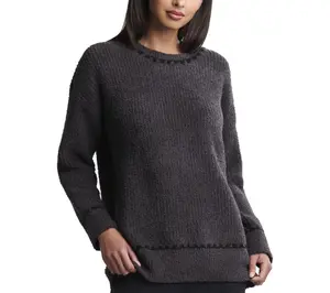 Barefoot Dreams CozyChic Ribbed Sweater With Blanket Stitch