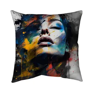 Begin Home Decor 5543-1616-FI107 16 x 16 in. Painted Beauty Bedroom Shapes Abstract Pillow - Home Decor