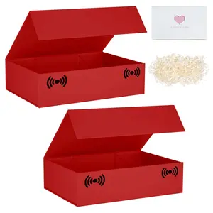 Gift Box with Lids,10.7'x7'x2.8' Great for Christmas, New Year, Wedding, Birthdays Red