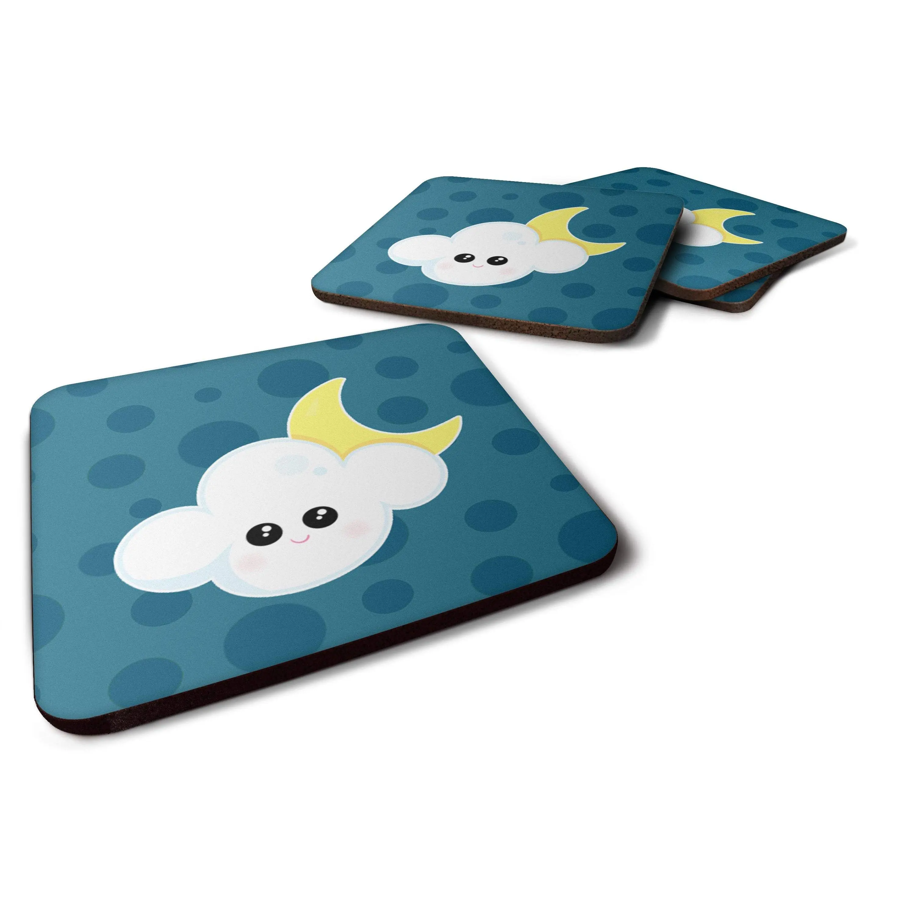 Weather Cloudy Moon Face Foam Coaster Set of 4 BB7154FC