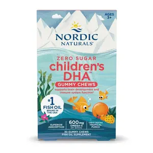 Nordic Naturals Children's DHA Gummies - Tasty Chewable Omega-3s, 30 Ct Tropical Punch Flavor, Supports Brain & Eye Health, Non-GMO, Gluten & Dairy Free