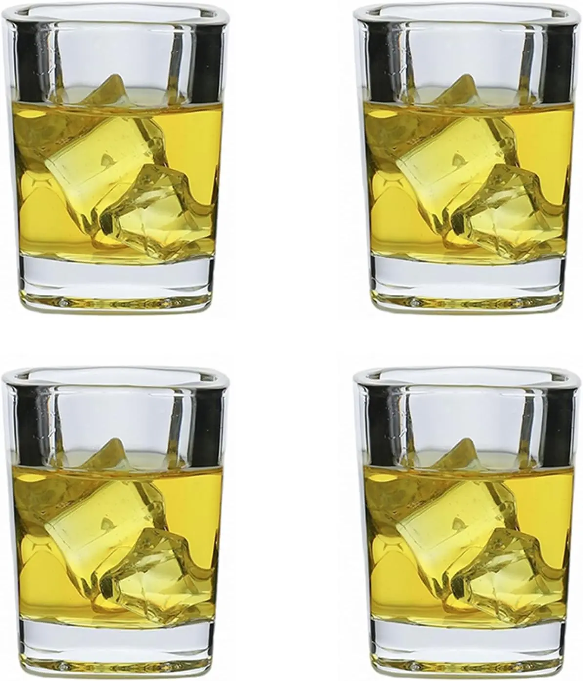 Shot Glasses 2.3 oz, Set of 4 - Cute Square Tequila Glasses, Perfect for Whiskey, Tequila, Liqueurs, Party & Collection, Espressos, Spirits & Liquors (4, Clear square)