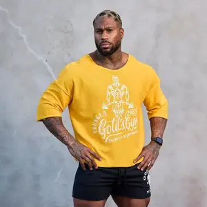 Sleeveless pullover cotton men's T-shirt for outdoor sports and fitness, loose fit, large size, training short sleeve T-shirt