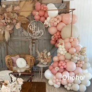 161pcs Peach Beige Pink Balloon Garland Arch Kit, Baby Shower Girl 1st Birthday First Birthday Party Decorations Balloons, Rustic Wedding Christening Baptism Decor