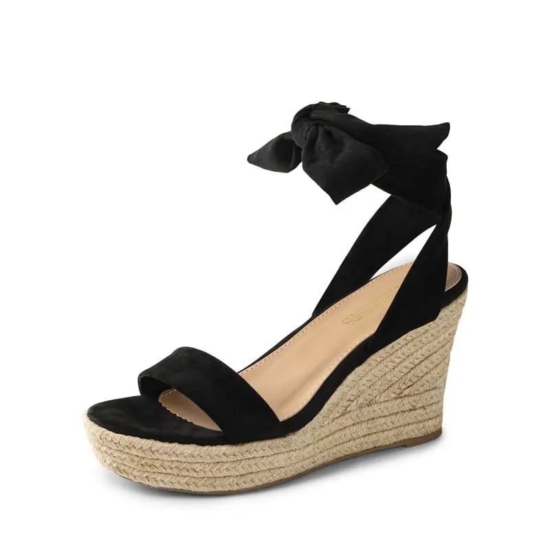 Dream Pairs Women's Espadrille Platform Wedges, Elegant 4-Inch High Heel Sandals with a Lace-Up Ankle Tie and Cushioned Insole, High Heels