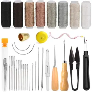 Upholstery Repair Sewing Kit Heavy Duty Sewing Kit with Awl Tools, Seam Ripper, Hand Stitching , Upholstery Thread, Leather Craft Tool Kit for Shoes Sofa Tent Carpet Craft DIY