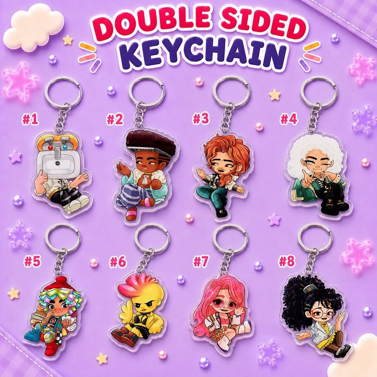 Acrylic Character Keychain, Double Sided Cartoon Keychain, Cute Anime Style Bag Charm, Backpack Key Ring, Collectible Gift