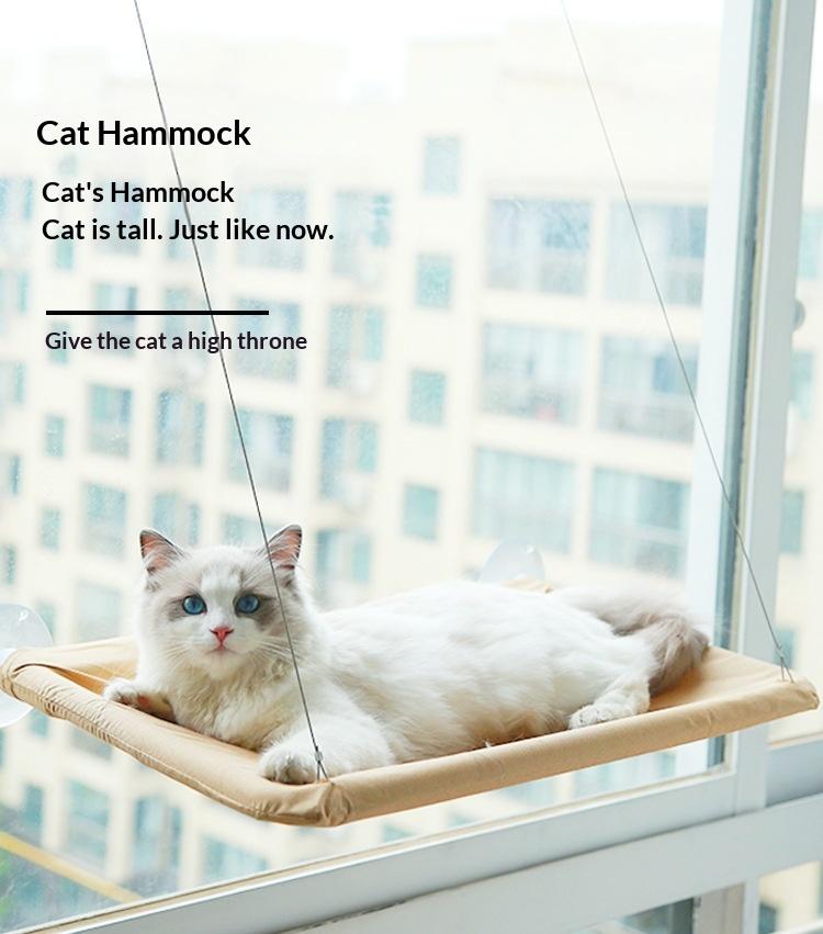 Folding cat hammock, suitable for windows, equipped with strong suction cups and sturdy metal frame, foldable and machine washable, ideal window habitat for cats and small dogs