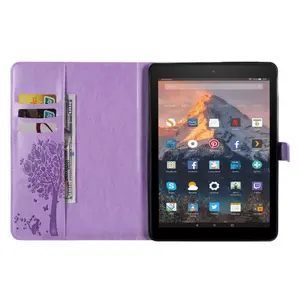 Kindle Fire HD 10 Case 2017/2021 & Paperwhite Cover, Cat & Butterfly Embossed PU Leather, Auto Sleep/wake Feature, Card Slot & Pen Holder, Lightweight Travel Accessory