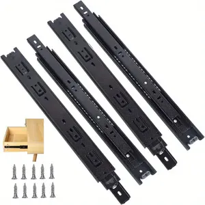 Three-Section Full Extension Ball Bearing Drawer Slides with Installation Accessories, Industrial Metal Structure, Kitchen Cabinets & Desks