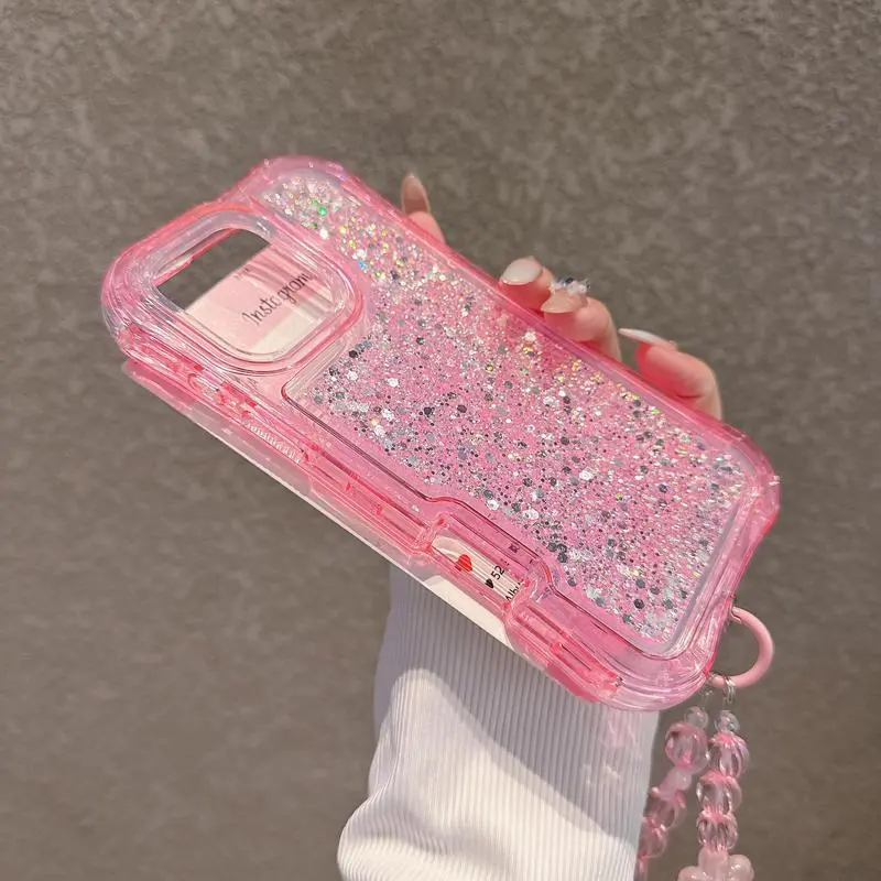 Halloween GiftsSuitable for iPhone1716151413ProMax Plus anti-fall glitter MageSafe mobile phone case designed for girls with bracelet mobile phone case 16151413promaxplusMagesafe mobile phone case