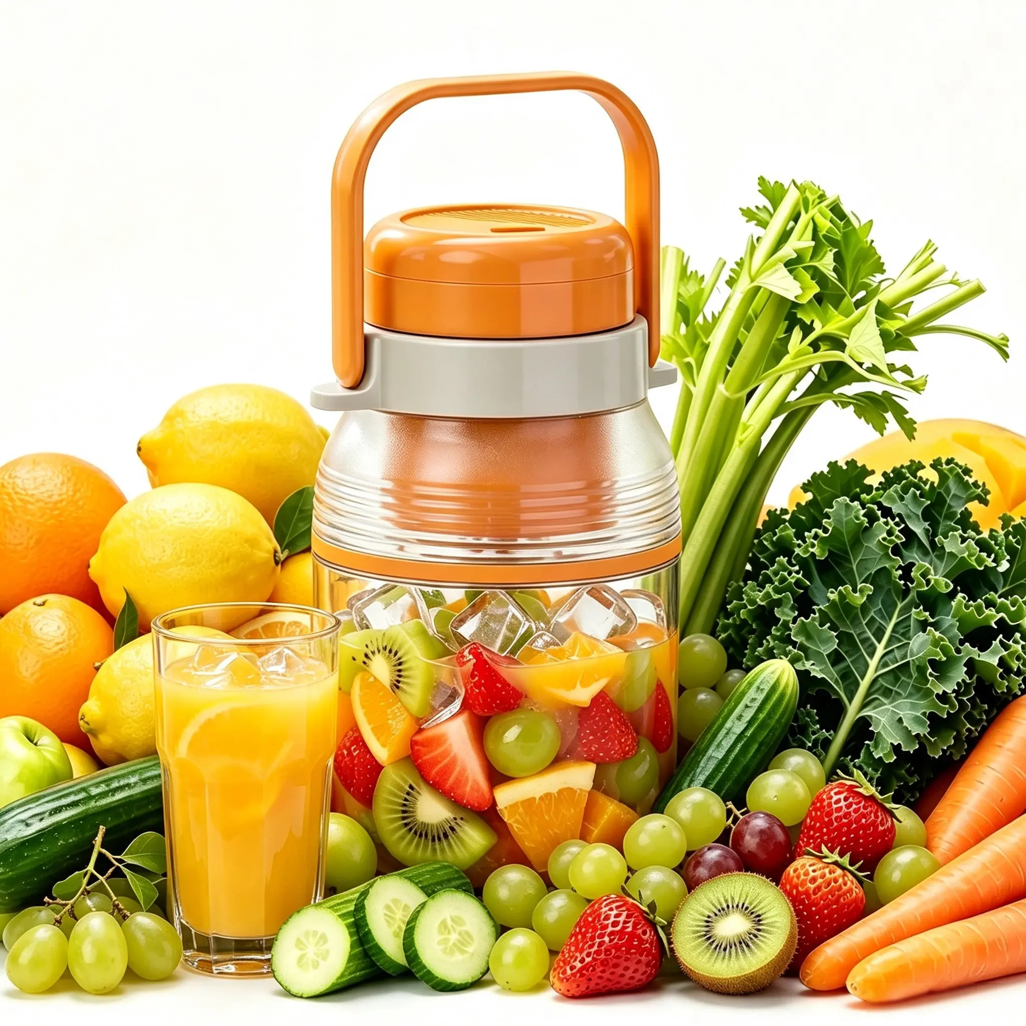 Licuadora Portatil, 80W Wireless Blender 1L Smoothie Shake Juicer Cup | 80W motor, 12-leaf system crushes ice in 30s. 1L BPA-free cup with dual lids. 1500mAh battery, safety lock, easy clean.