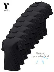 8 Pack Ultra Light Men's Crew Neck T-shirts, Quick Dry Breathable Sweat-wicking Shirts for Gym Running, Comfortable Sporty Fit for All Seasons, Casual Sports Top