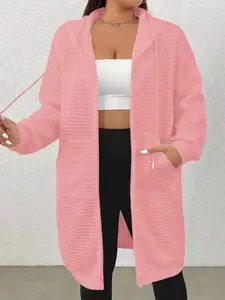 Women's Fall Winter Hooded Drawstring Long Sleeve Basic Casual Zipper Jacket, Stylish Outerwear for Daily Wear, Comfortable and Trendy Design Womenswear