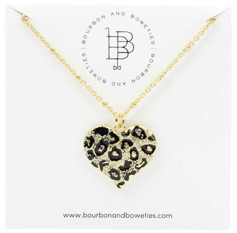 The Cheetah Heart Necklace - Black