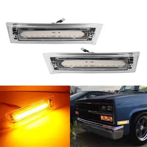 2PCS Clear Lens Front Side Marker Lamp For Chevrolet C10 C20 C30 GMC C1500 C2500 1981 1982 1983 1984 1985 1986 1987 1988 1989 1990 1991 Replace OEM GM2550115, GM2551107