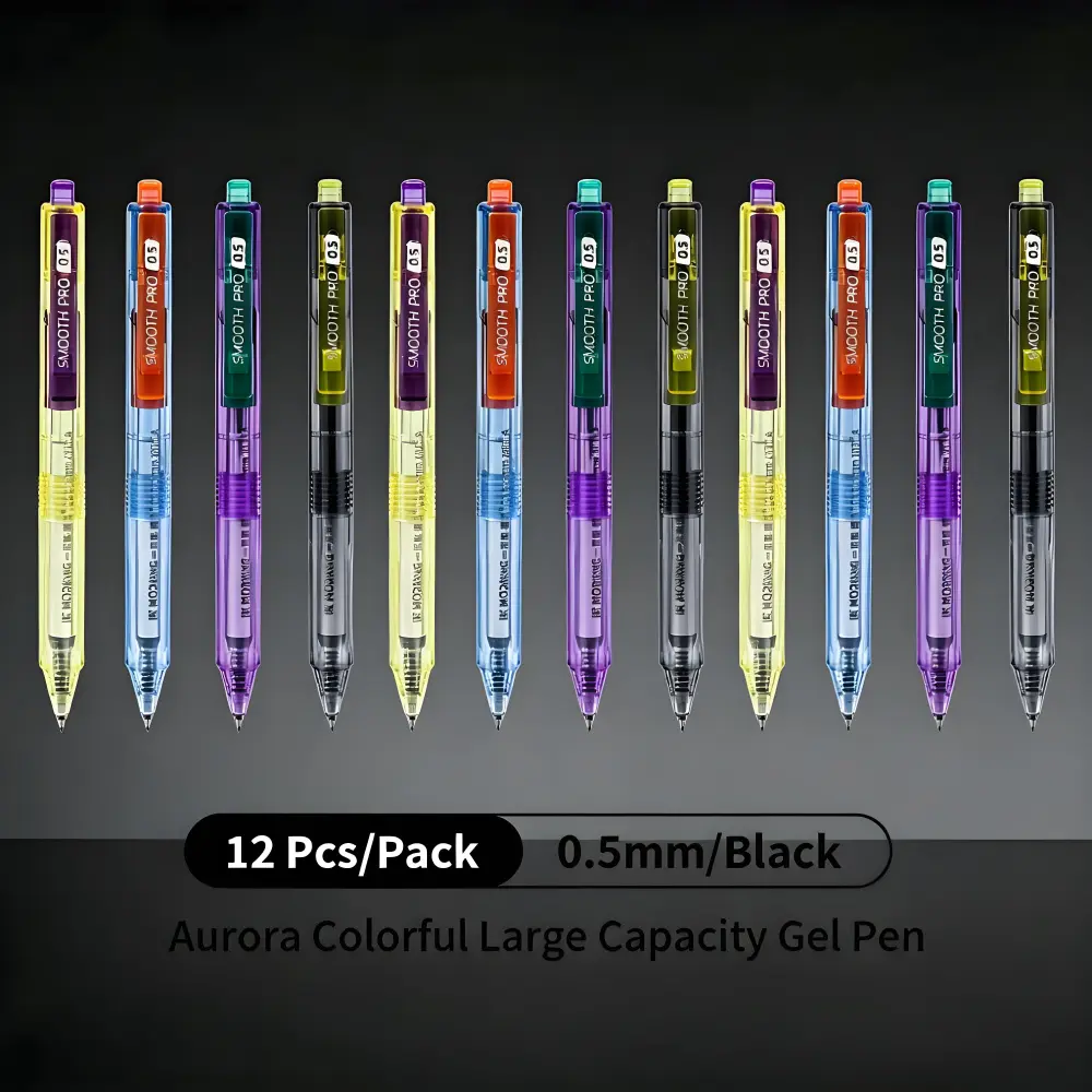 12 Pcs Aesthetic Retro Gel Pens - New Dopamine & Dark Tone Themes, Transparent Body, Minimalist Style, Smooth Fast-Drying No-Smudging Writing, Large-Capacity Black Gel Ink, Ideal for DIY Projects (Office Stationery), Aesthetic Pens