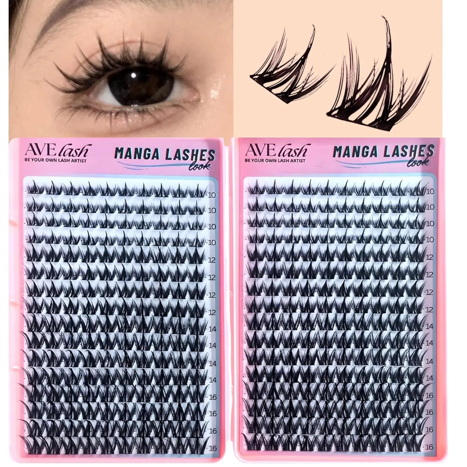 Anime Lash Clusters Kit Manga Natural 320 Pcs Cluster Eyelash Extensions Kit Wispy Fairy Fluffy Eyelash Clusters Cosplay Individual Lash Extensions Kit CC Curve 10-16mm AVELASH Makeup Cosmetic Cosmetic Cosmetic Cosmetic