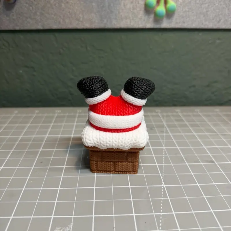 Santa Stuck in Chimney 3D Printed Knitted Texture Hanging Ornament with Fun Stuck-in-Chimney Design and High-Quality PLA Filament for Festive Displays