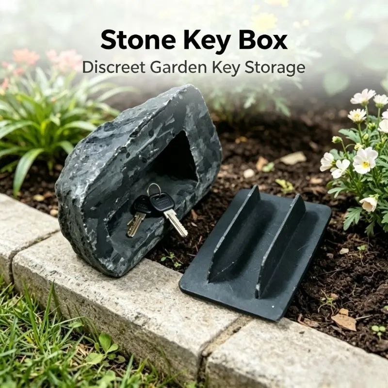 Realistic Fake Rock Key Hider, Outdoor Hidden Spare Key Storage Box, Secure Discreet Stone Safe for Garden Yard Lawn, Perfect for Hiding Keys When Leaving for Others