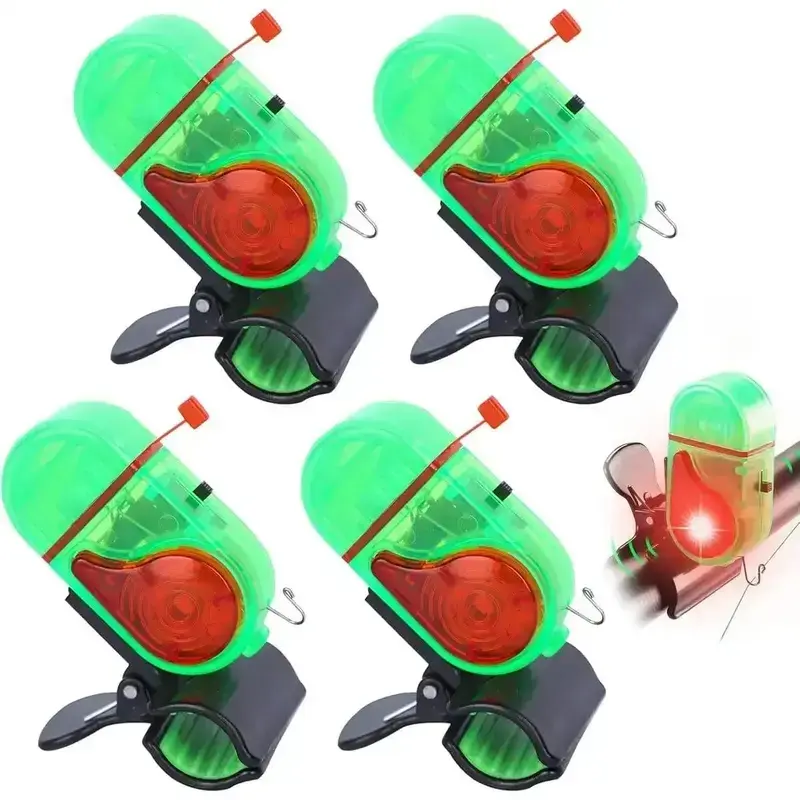 4/2PCS LED Fishing Bite Alarm, Smart Electronic Fish Bite Indicator with Sound & Light Alerts, Fishing Rod Accessories for Bank Fishing