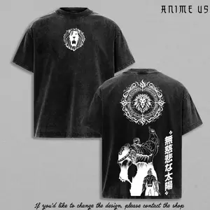 Escanor Seven Deadly Sins T-Shirt The One Form Cruel Sun Lion Crest Vintage Washed Oversized Anime Streetwear Heavy Cotton Dark Aesthetic Unisex Retro Graphic Tee Gift For Anime Fan FFC