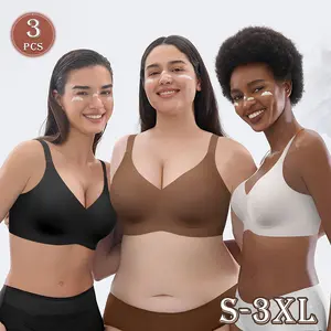 Mimilemon Jelly Wireless Womens Comfortable Wireless Bras Push Up Bralettes Seamless Tshirts Bras  deep V Everyday Bras jelly wireless vrcomfy woman bra  for  big  bust Size Lingerie Set