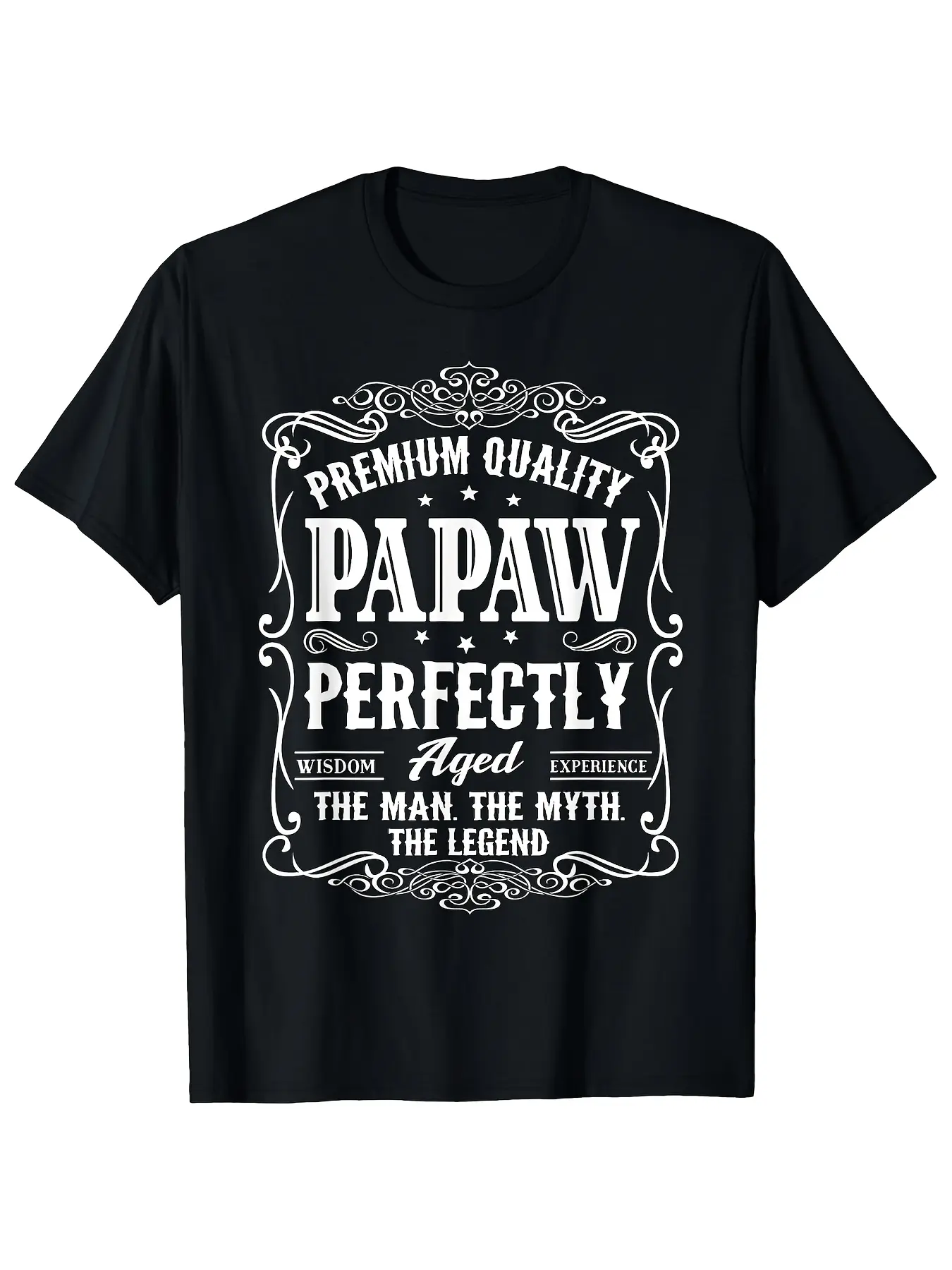 Men's Cotton Vintage Papaw Round Neck Short Sleeve T-Shirt - Unisex Menswear Fashion Retro Graphic Tee with "Papaw Perfection" Wisdom & Experience Quote, Regular Fit Casual Shirt for Grandpa