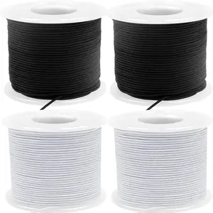 220 Yards 1mm Stretchy Elastic Bracelet String, 2 White & 2 Black High Tensile Strength Cord for Friendship Bracelets Crafts Necklaces & Beads